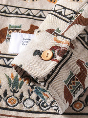 エジプト シンボル ジャガード柄 長袖シャツ