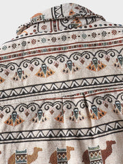 エジプト シンボル ジャガード柄 長袖シャツ