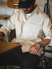 ユニーク ポケット フレンチ ワークシャツ