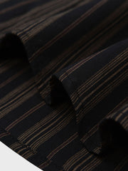 ブラック×ブラウン ストライプ柄 長袖シャツ