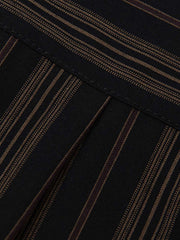 ブラック×ブラウン ストライプ柄 長袖シャツ