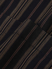 ブラック×ブラウン ストライプ柄 長袖シャツ