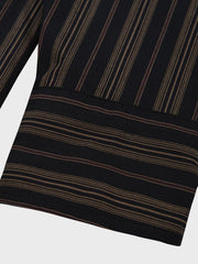 ブラック×ブラウン ストライプ柄 長袖シャツ