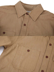 対称ポケット コットン長袖シャツ