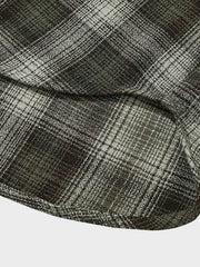 コントラスト チェック柄 長袖シャツ