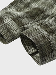 コントラスト チェック柄 長袖シャツ