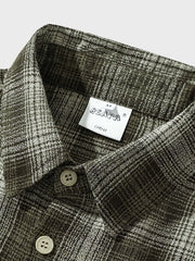 コントラスト チェック柄 長袖シャツ