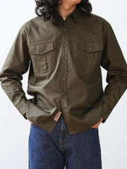 ヘビーウェイト 純綿 アコーディオン ポケットシャツ