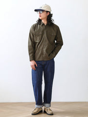 ヘビーウェイト 純綿 アコーディオン ポケットシャツ