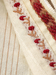 コットン 刺繍入り ストライプシャツ