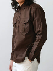 ヘビーウェイト 純綿 アコーディオン ポケットシャツ