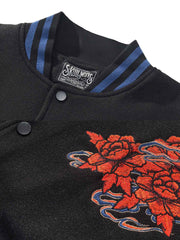 鷹刺繍 レザー袖 スーベニアジャケット