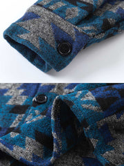 幾何学 織り長袖シャツ