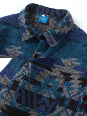 幾何学 織り長袖シャツ