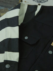 ストライプ柄コンビ ショートジャケット
