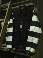 ストライプ柄コンビ ショートジャケット