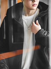 フード付き パッチワーク フリース裏地 中綿ジャケット