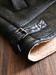 襟ボア レザージャケット