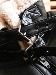 襟ボア レザージャケット