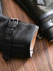 襟ボア レザージャケット