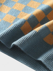 チェッカーボード柄 ニットベスト