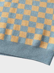 チェッカーボード柄 ニットベスト