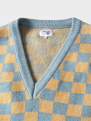 チェッカーボード柄 ニットベスト