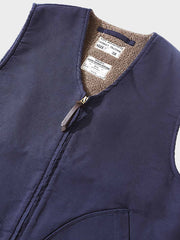 ネイビー ラムウール 裏起毛 ベスト