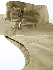 軽量 通気性 立襟 多ポケット フィッシングベスト