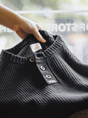 畦編み ヘンリーネック ニット