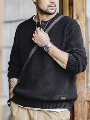 畦編み ヘンリーネック ニット