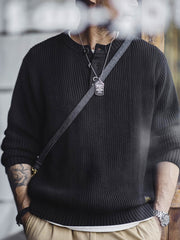 畦編み ヘンリーネック ニット
