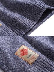 肘パッチ ハイネックセーター