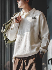 プレッピースタイル ジャカード ニット ポロシャツ