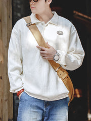 プレッピースタイル ジャカード ニット ポロシャツ