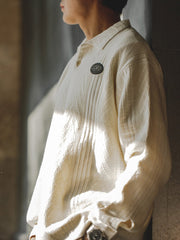 プレッピースタイル ジャカード ニット ポロシャツ