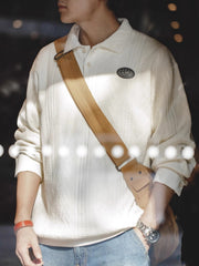 プレッピースタイル ジャカード ニット ポロシャツ