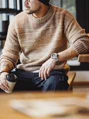 グラデーション ラウンド ネック ニットセーター