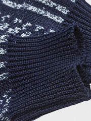 ジャカード織り クルーネック ニットセーター