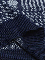 ジャカード織り クルーネック ニットセーター