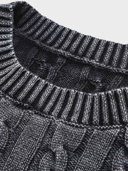 ヘビーウォッシュ ケーブル ニットセーター