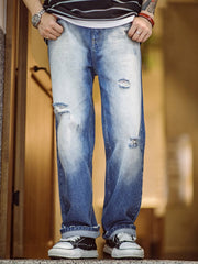 ダメージ加工 ストレートデニムパンツ