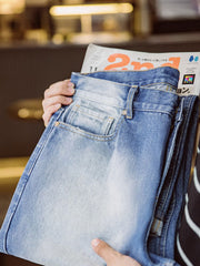 ダメージ加工 ストレートデニムパンツ