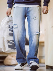 ダメージ加工 ストレートデニムパンツ