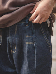 タック入り ワイド デニムパンツ