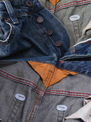 タータン パッチワーク ストレート デニムパンツ