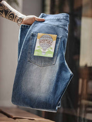 ウォッシュ加工 ストレートデニムパンツ