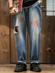 ウォッシュ加工 ストレートデニムパンツ