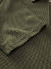 ワッフル ハーフジップ ポロシャツ