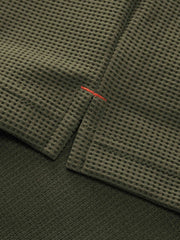 ワッフル ハーフジップ ポロシャツ